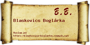 Blaskovics Boglárka névjegykártya